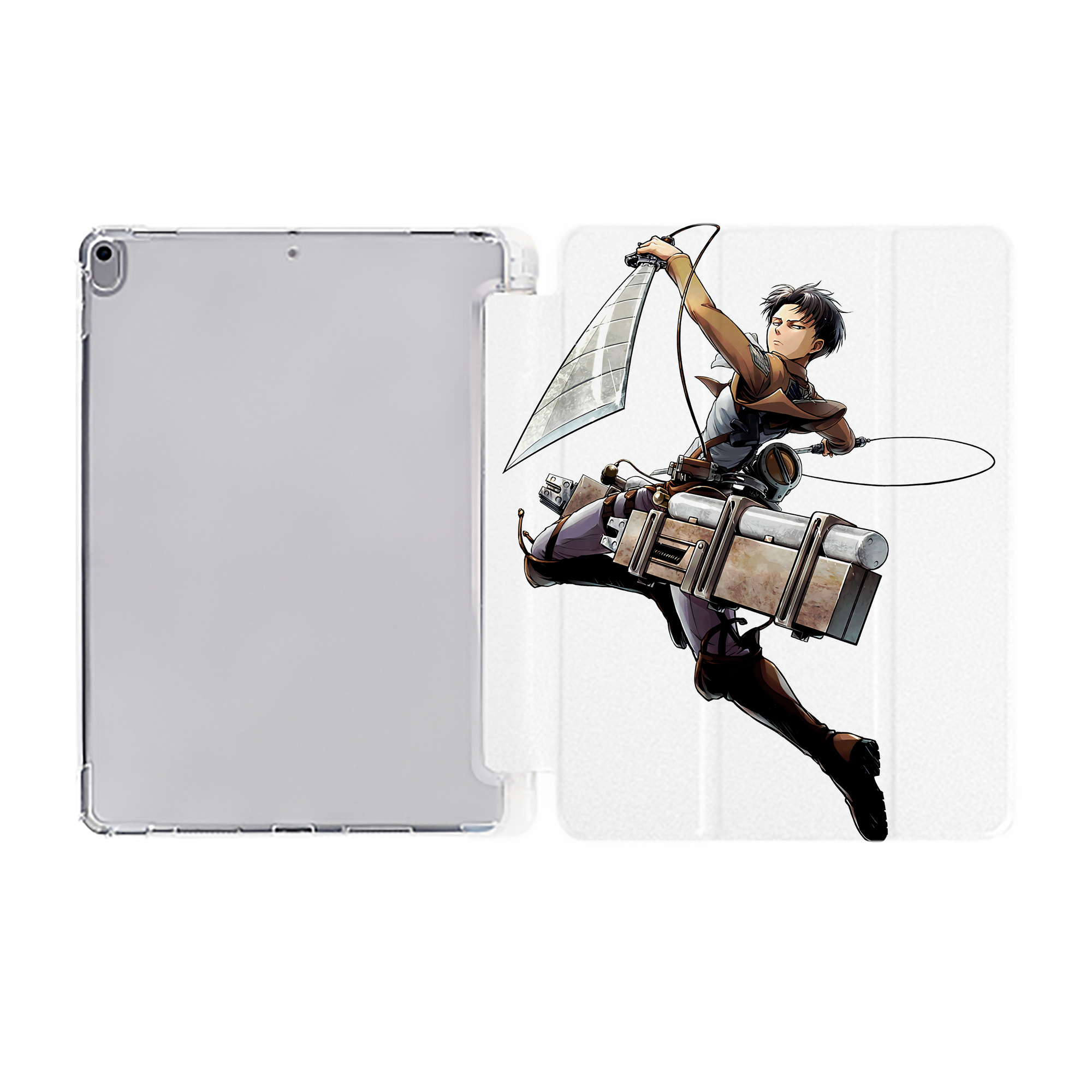 （画像用） 進撃の巨人 リヴァイ·アッカーマン Attack on Titan Levi Ackerman IPad ケース ペン収納付き 三つ折りスタンド PUレザー×シリコン 対応機種9.5/10.5/10.9インチ